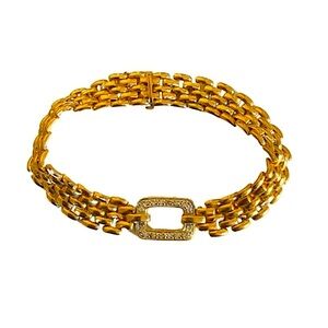 14K Solid Gold and Pavé Diamond Vintage Panther Link Bracelet 19G